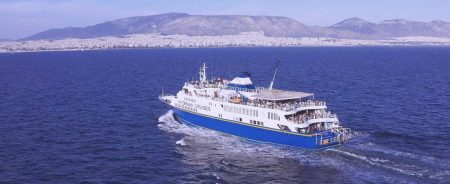 Athens day cruise ship sailing to Hydra, Poros and Aegina islands in Greece