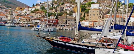 Harbor view of Hydra island during the Athens one-day cruise in Greece