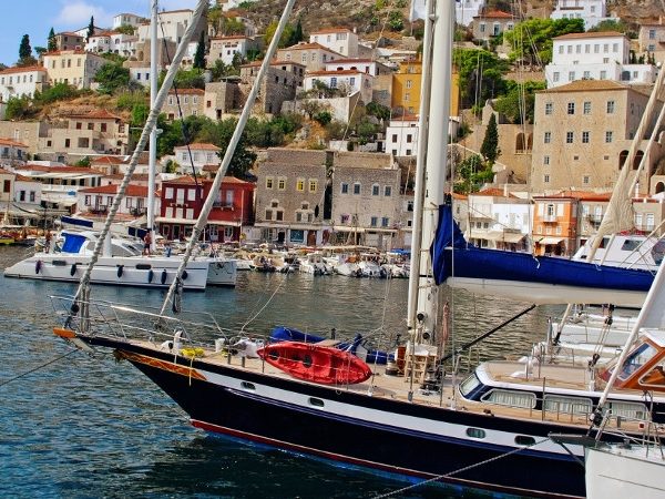 Harbor view of Hydra island during the Athens one-day cruise in Greece