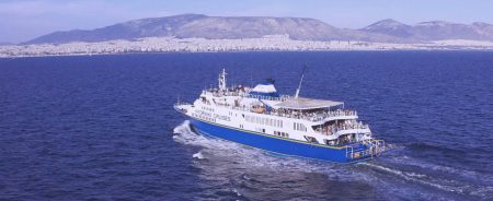 Athens day cruise ship sailing to Hydra, Poros and Aegina islands in Greece