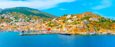 Hydra Island harbor during one day cruise from Athens, Greece