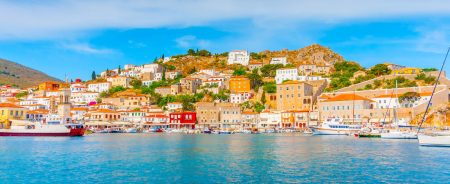 Harbor view of Hydra island during the Athens one-day cruise in Greece