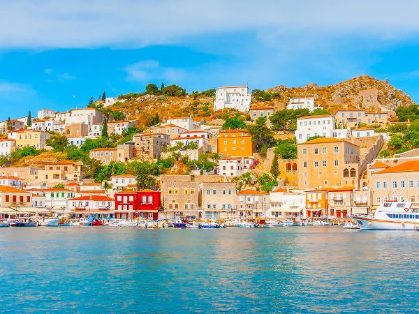 Harbor view of Hydra island during the Athens one-day cruise in Greece