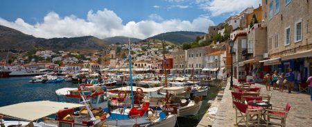 Harbor view of Hydra island during the Athens one-day cruise in Greece