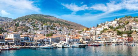 Harbor view of Hydra island during the Athens one-day cruise in Greece